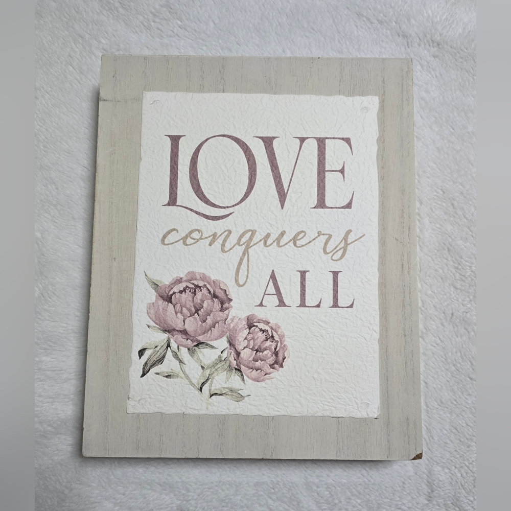 Wall Hanging Floral Decor Love Conquers All Picture Frame Cracker Barrel 3d Box